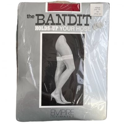 Vintage The Bandit Empire Intimates Thigh High Nylon Stockings Red Lace Trim 214